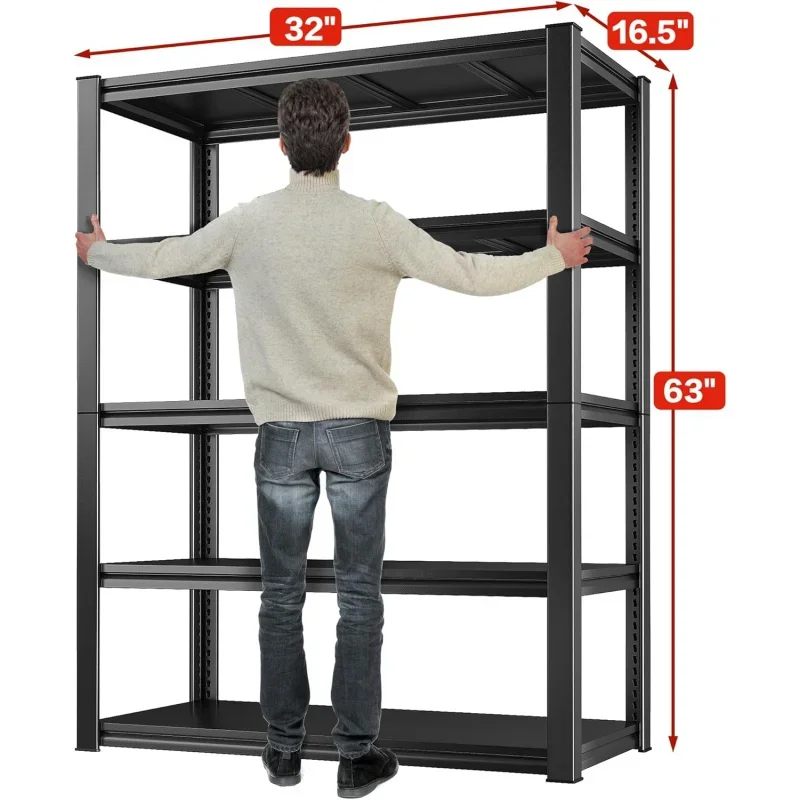 Garage Shelving Heavy Duty Storage Shelves 2000LBS Adjustable Garage Storage Shelves 5 Tier Metal Shelving Unit