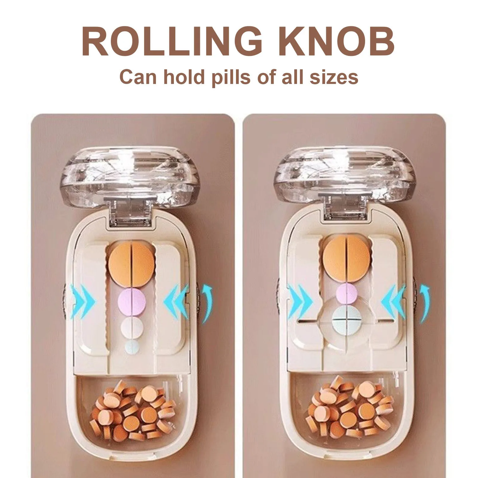 Portable Pill Case 4 Way Split Design Pill Cutter Travel Medicine Organizer Easy Clean Pill Storage Box Daily Use Accessory