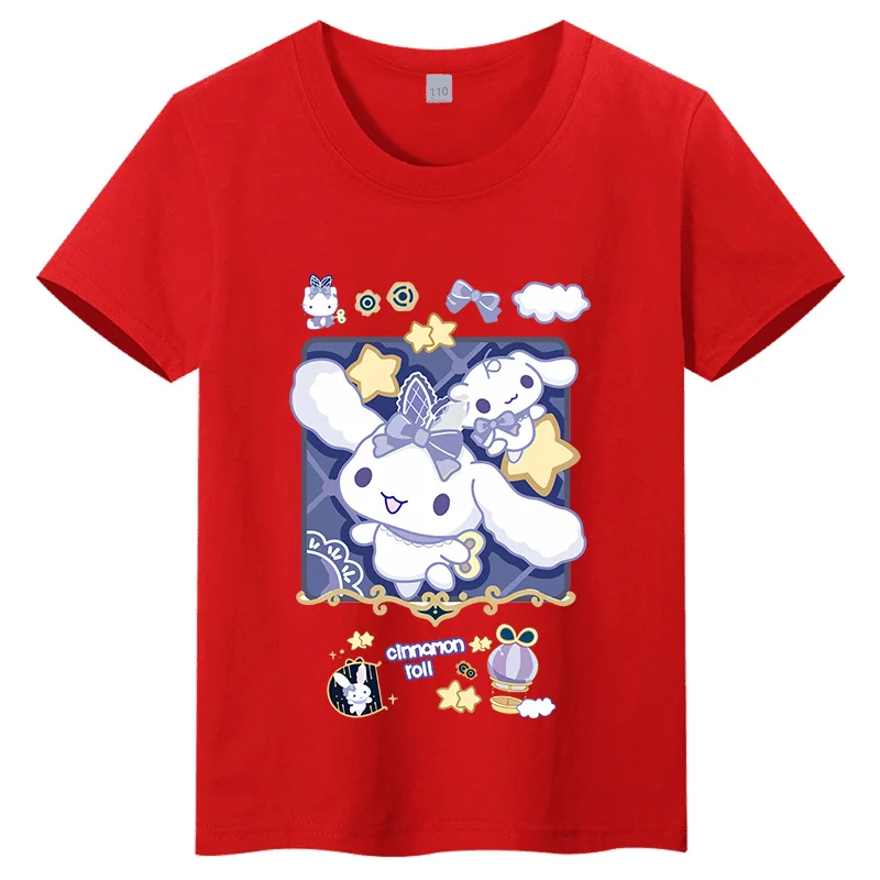 

Star Jade Gui Big Ear Dog Children's T-shirt Pure Cotton Round Neck Fashion Parent Child Clothing Candy Color Family Clothing