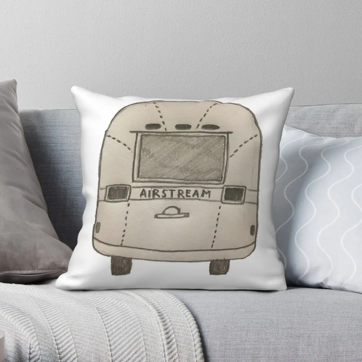 Vintage Airstream Camper Pillowcase Polyester Linen Velvet Creative Zip Decor Pillow Case Home Cushion Case 45x45