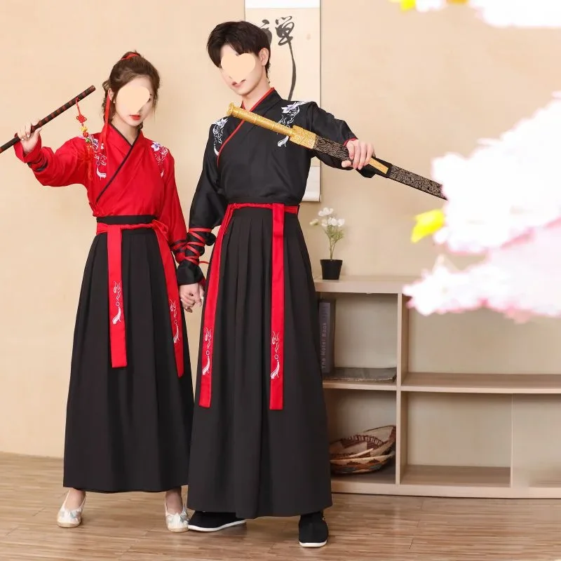 فنون الدفاع عن النفس نمط Hanfu الرجال والنساء الخصر طول الياقة الملابس الصينية التقليدية للطلاب الأزواج ارتداء اليومي آل #5