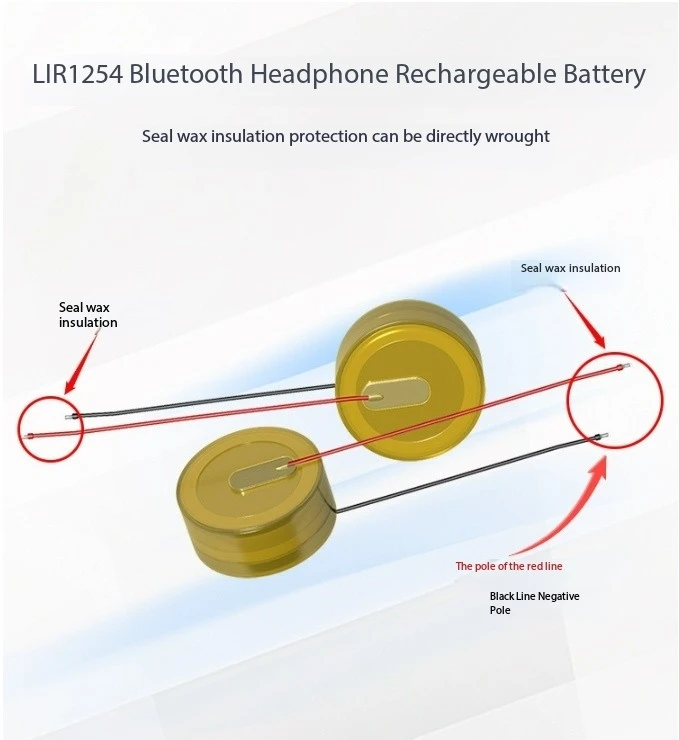 2 قطعة/الوحدة LIR1254 مع خط بطارية ليثيوم لسماعة رأس بخاصية البلوتوث ماوس سلك لحام 3.6 فولت خلية عملة قابلة للشحن
