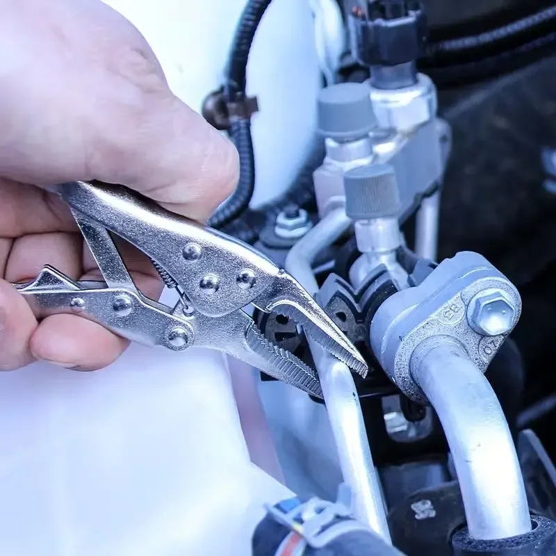1Pcs Heavy-duty Clamping Locking Plier Strong Plier Pointed Round Mouth C-type Welding Quick Fixing Anti-Slip Maintenance Tool