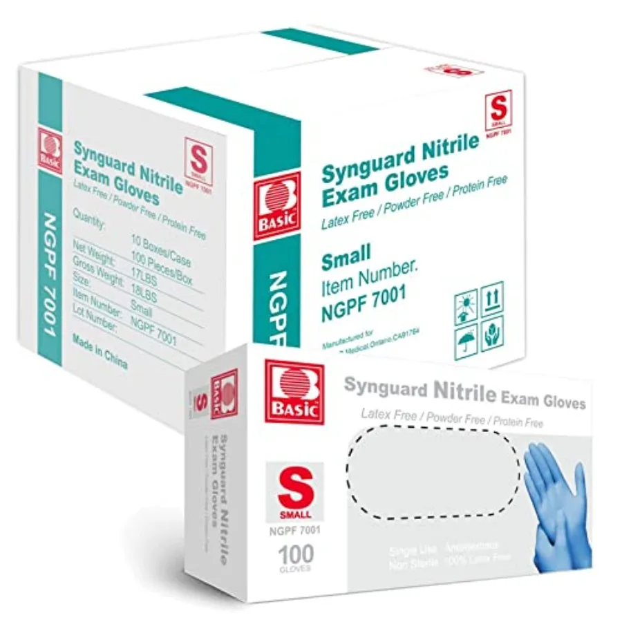 

Basic Medical Blue Nitrile Exam Gloves - Latex-Free and Powder-Free - NGPF7001 Case of 1000 Small