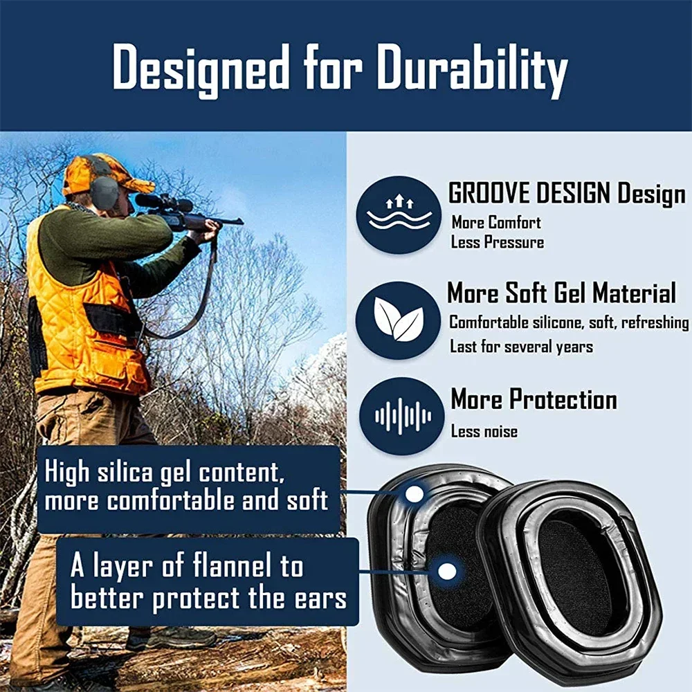 Gel Ear Cushions compatible with Walkers Razor Electronic Hearing Protection Headphones Tactical Anti-noise Earmuffs