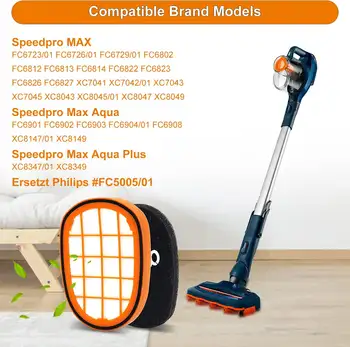 필립스 스피드프로 맥스 아쿠아 휴대용 진공청소기 FC6812, FC6813, FC6822, FC5005/01용 교체 필터 4개입 세트 8 best sales 필립스 스피드프로 - №3