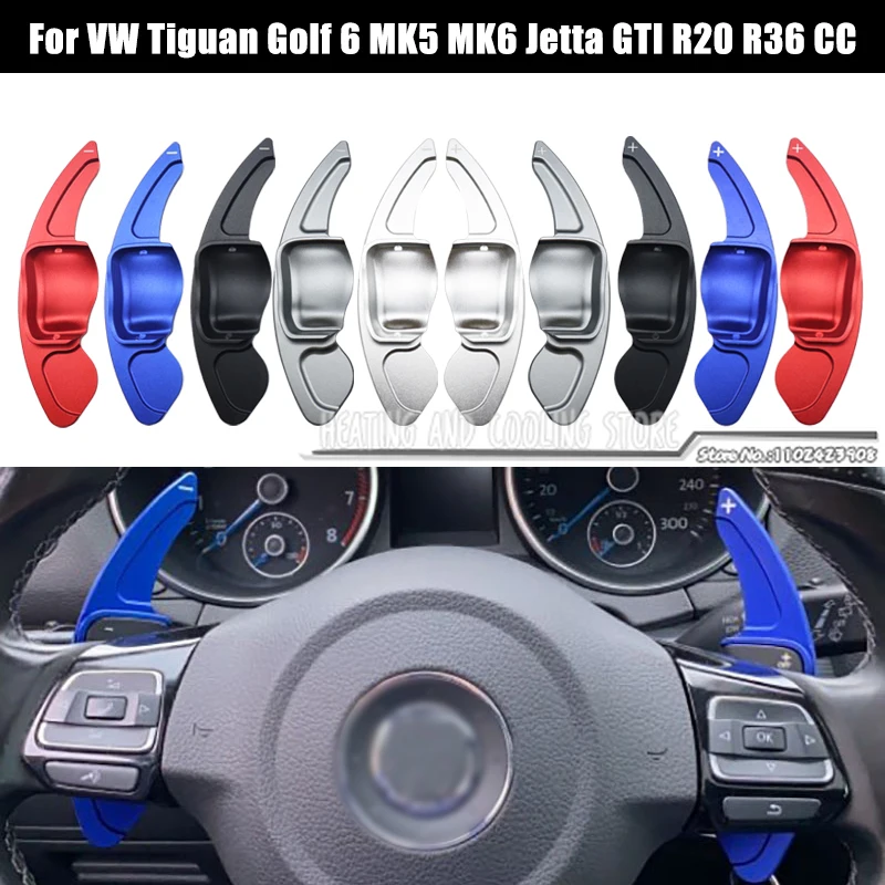 

2pcs Car Steering Wheel DSG Paddle Shifters Extension Gear Aluminum Alloy for VW Tiguan Golf 6 MK5 MK6 Jetta GTI R20 R36 CC