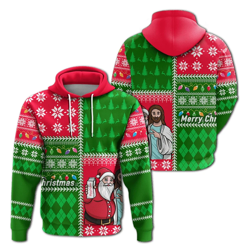 Jesus cristo feio moletom com capuz roupas masculinas 3d impresso papai noel padrão hoodies feliz natal moda ao ar livre popular casaco topo