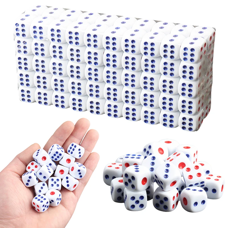 10/20/30/40PCS White Background Red Blue Dots Dice 10mm Size Classic Game Props Bar Party Gathering Supplies Board Game Dice ZYF