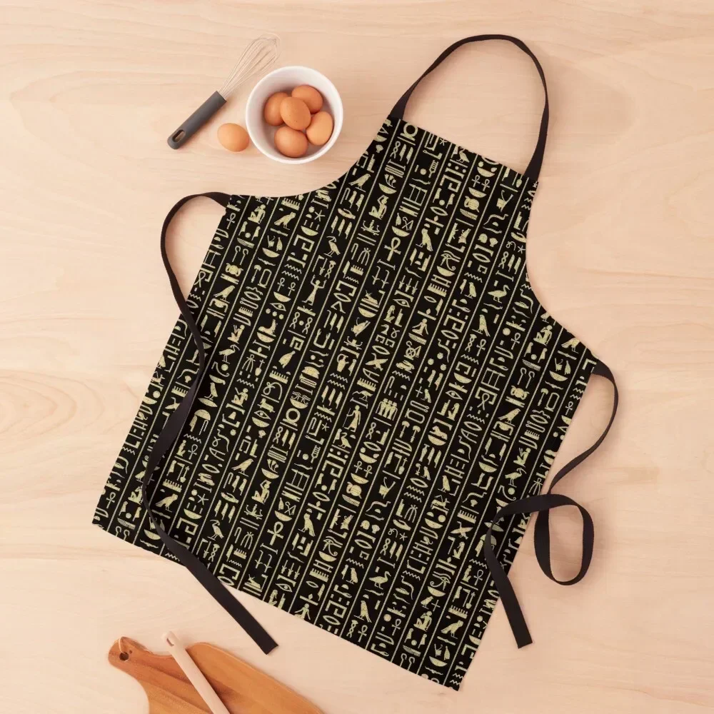 Black & Gold Hieroglyphics Apron Cooking Novelties Kitchen And Home For Kitchen kitchen and home Apron