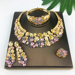 High Quality 18K Gold Plated Jewelry Sets For Women Luxury Design Necklace Earrings Bracelet And Ring Full Set Jewelry Trending