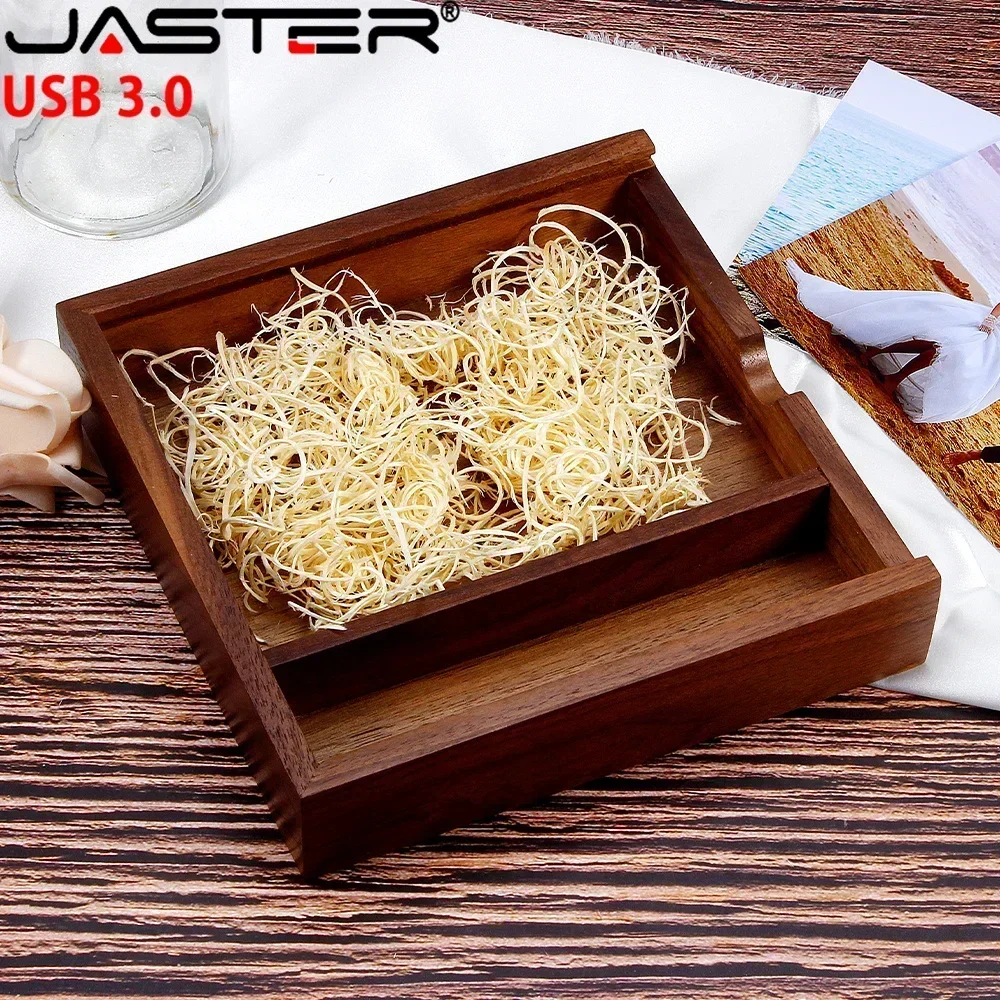JASTER pamięć USB 3.0 przezroczysta akrylowa pokrywka drewniane ramka na zdjęcia Album Pendrive 64GB 128GB 16GB 32GB 8GB 4GB U stick prezent ślubny