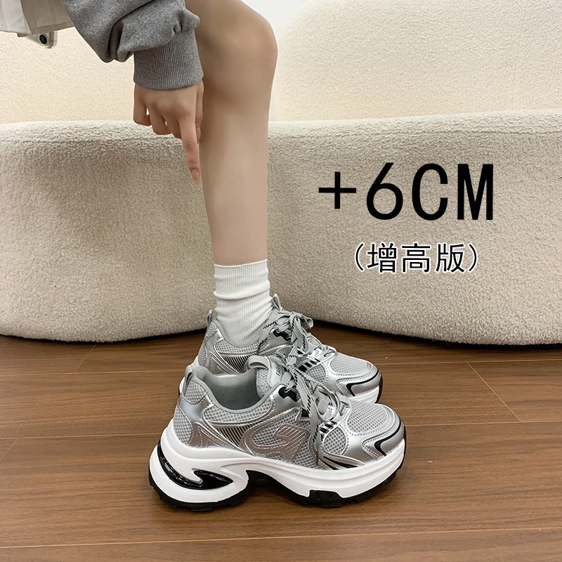

2026 Spring New Fashion Versatile Thick Soles Platform Breathable Casual Sports Shoes for Women (Father Shoes)