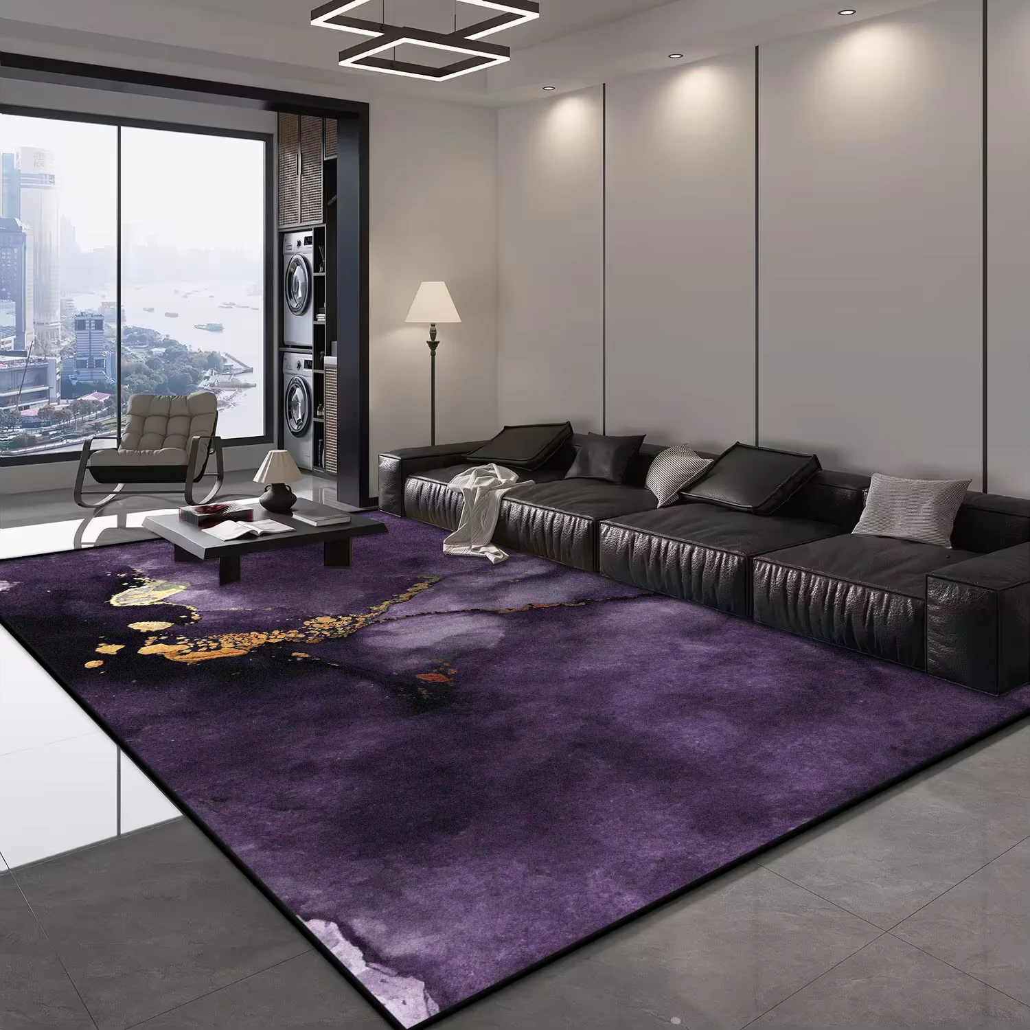 

Nordic Luxury Non-slip Carpet for Living Room Black Gold Marble Style Sofa Area Rugs for Bedroom Decor Lounge Floor Mat Washable