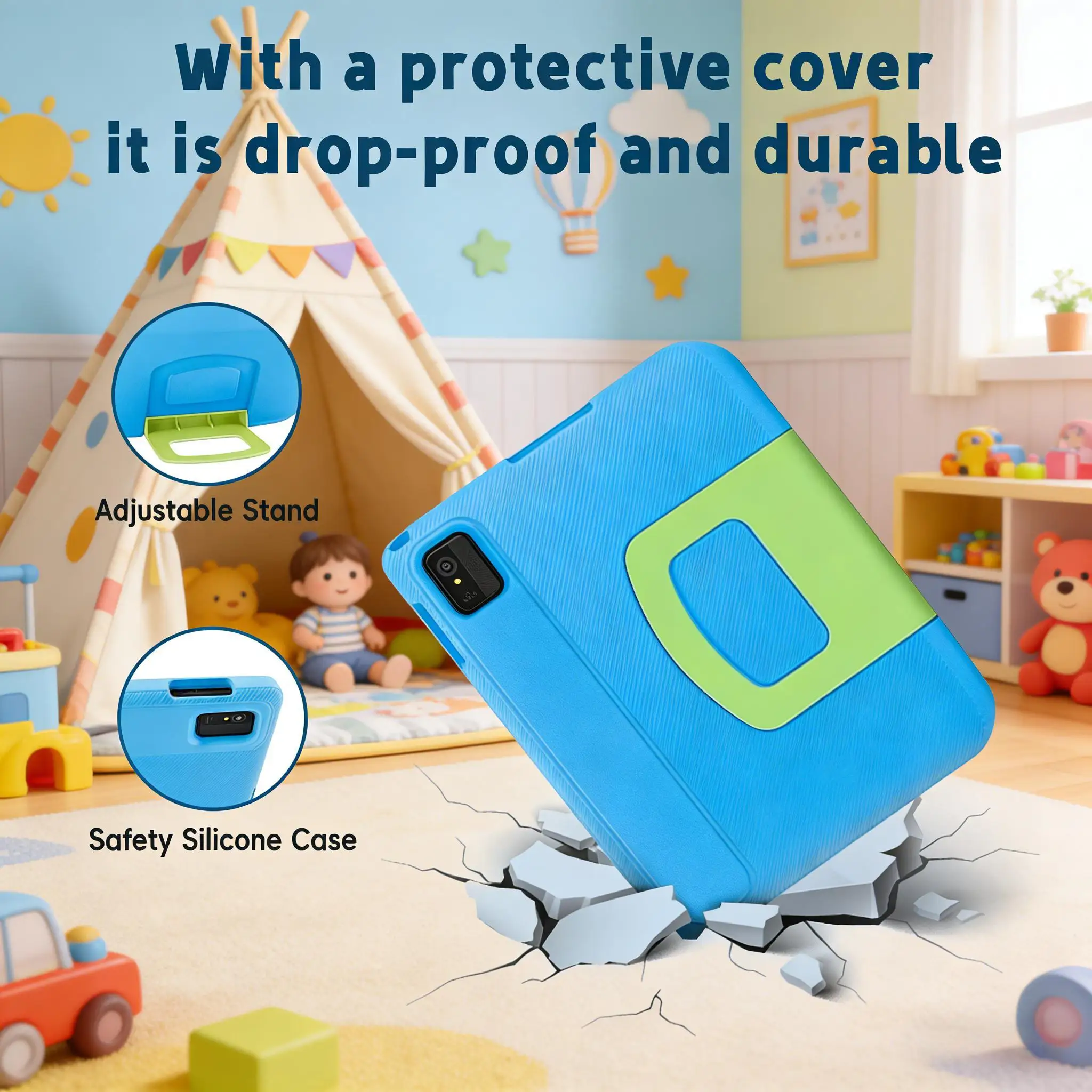 Paitanry Children Tablet 10 Inch Kids Tablet Android WiFi Tablet with Cartoon Shockproof Case  Educational Game Video Tablet