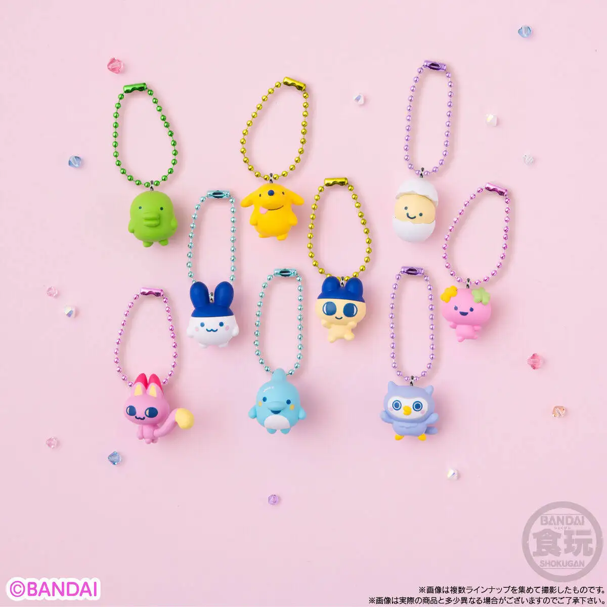 Llavero de personaje Bandai Tamagotchi, mini figura de dibujos animados, colgante, caja sorpresa, amuleto para bolso, adorno coleccionable para fans del anime