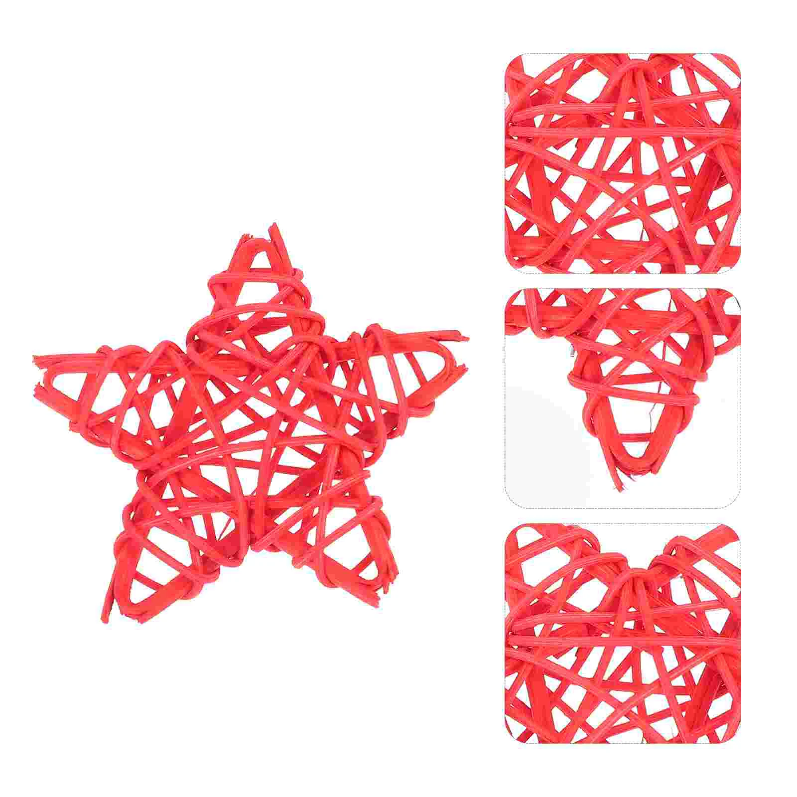 15 PCS Pentagram Rattan Five-pointed Star Ornament 4th of July Hanging Stars DIY Scene Layout Decor Independence Day Party