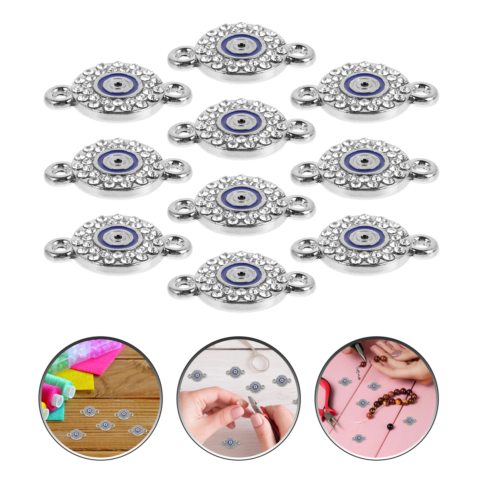 

10 Pcs Bracelet Eye Alloy Jewelry Pendant Accessories Charms for Bracelets Making Silver
