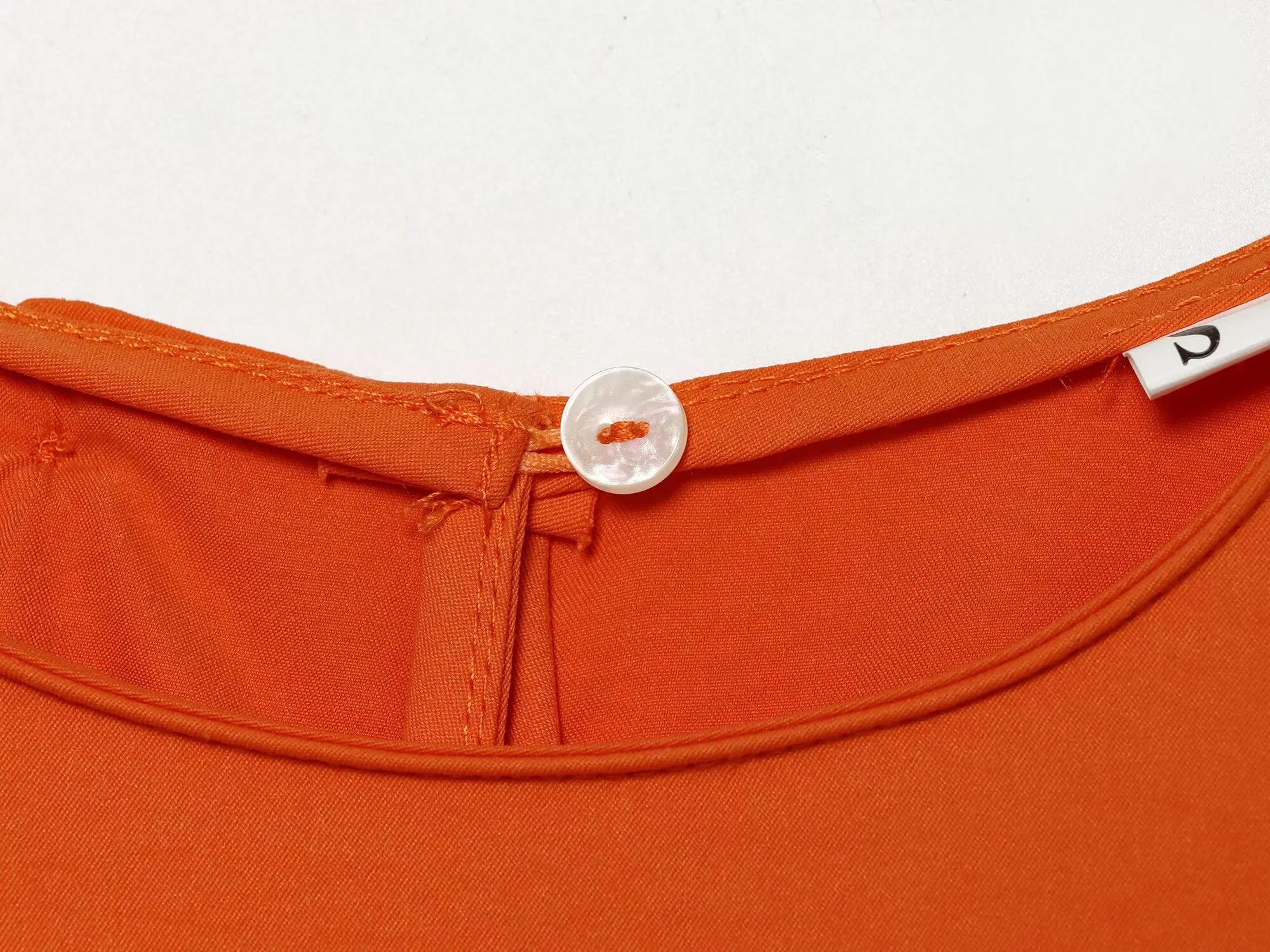 TFMLN Damen Einfarbiges Langes Kleid Rundhals Lange Ärmel Rüschenkanten-Dekoration Sommerkleidung Modische Elegante Schlanke Kleider – Detail 15