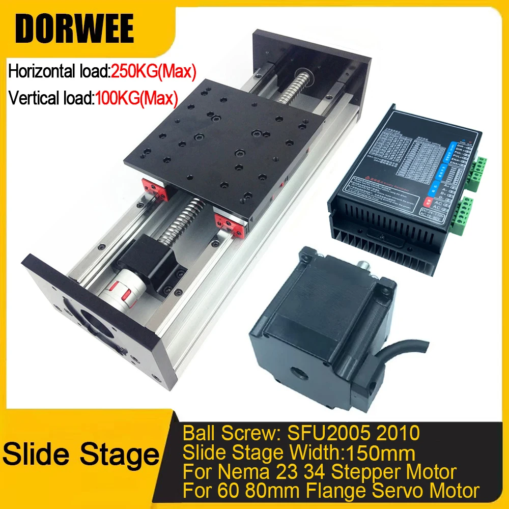 

Heavy Duty Linear Slide Table 2Pcs HGR20 Guide Rail 4Pcs HGR20 CNC Automations Linear Bearings SFU2010 SFU2005 Max load 250KG