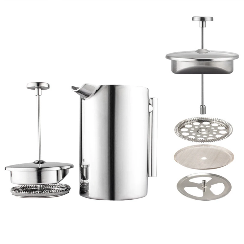 

Stainless Press Pot 1L Heat Resistant Filter Teapot for Tea Infusion Kitchen Bar Accessories Diner Set