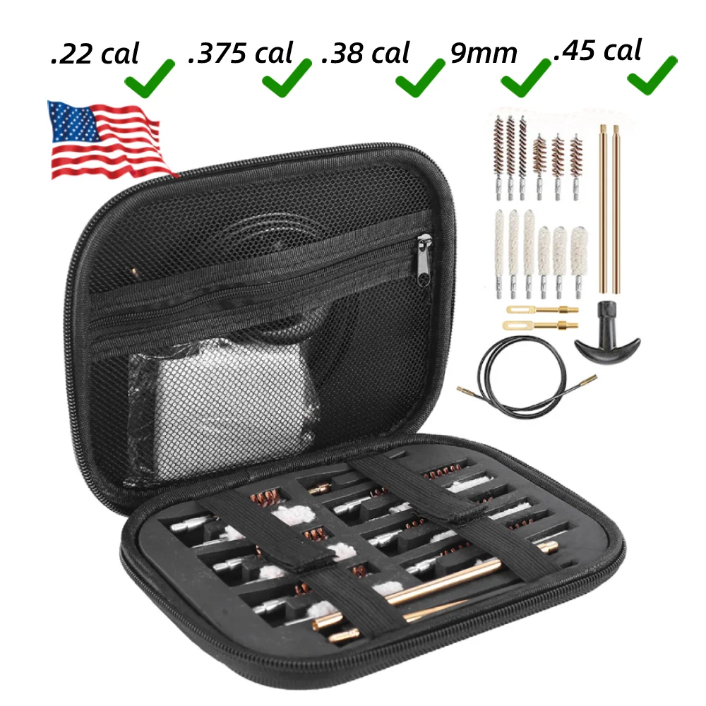 Gun Cleaning Cleaning Kit .22,.357,.38,9mm,.45 Caliber Pistol Cleaning Kit Bronze Bore Brush and Brass Jag Adapter Accessories