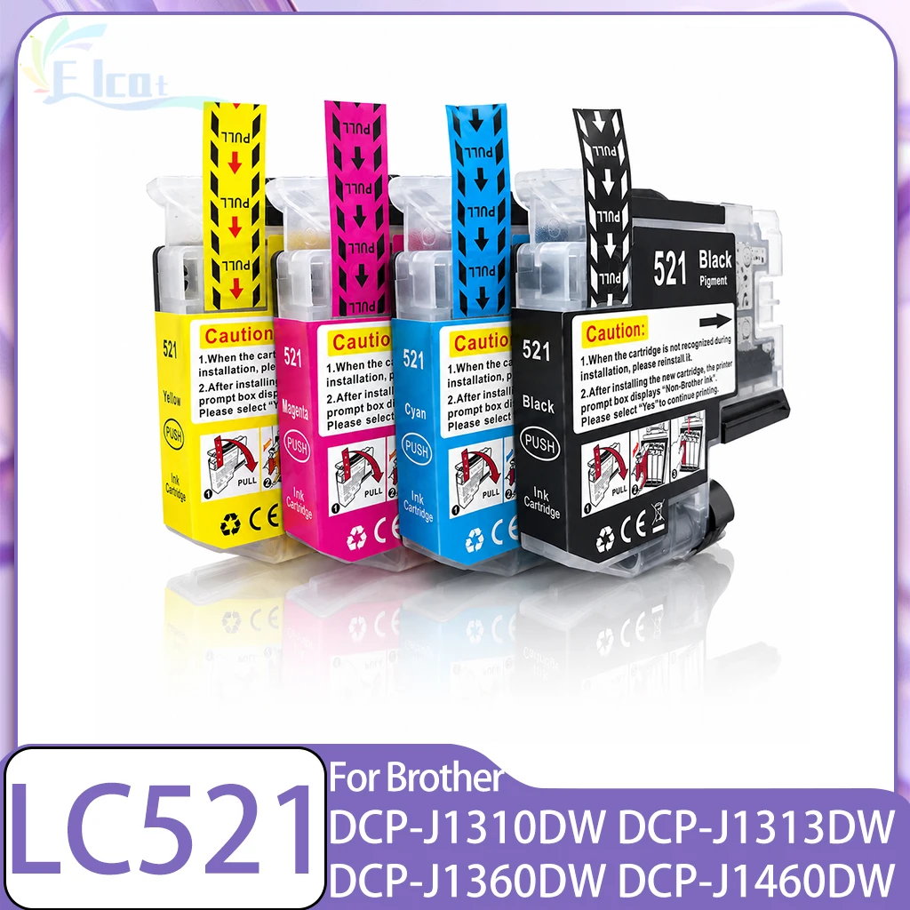 For Brother LC521 LC-521 Ink Cartridge Compatible For Brother DCP-J1260W J1360DW J1310DW J1313DW J1460DW Printer Ink Cartridge