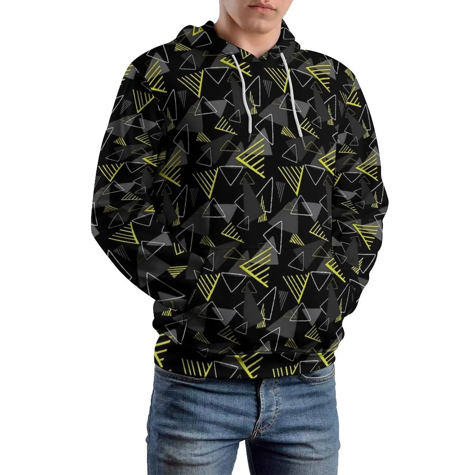 Moderne Geo Print Casual Hoodies Memphis Stil Trendy Custom Lose Hoodie Herbst Langarm Hip Hop Übergroßen Top