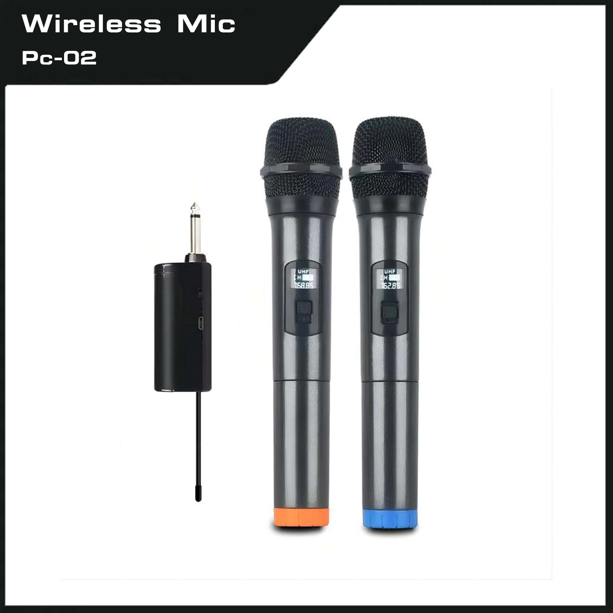 

Wireless Microphone 2 Channels UHF Dual Handheld Dynamic Microphone with 18650mah Rechargeable battery for AMP Karaoke Wedding