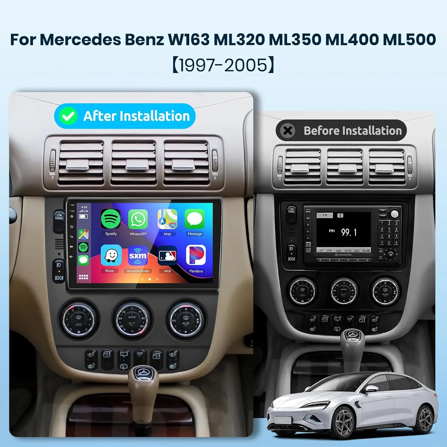 Android 16 Car Radio Multimedia Player Auto Carplay For Mercedes Benz M-Class W163 ML 1997 - 2005 Car Stereo wifi+4G Ai voice BT
