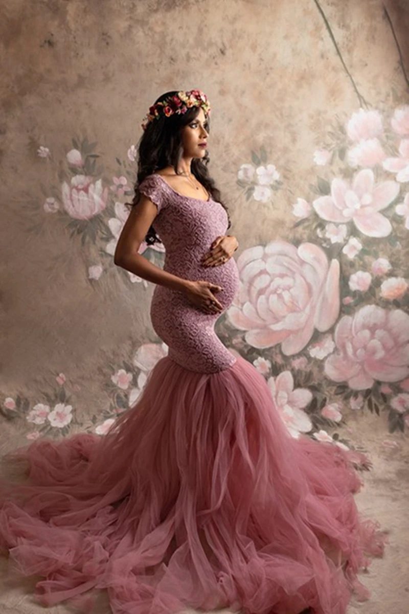 Handgemachte Tüll Robe für schwangere Frauen Spitze und Tüll Umstands kleider für Fotoshooting oder Baby party Meerjungfrau Schwangerschaft kleid