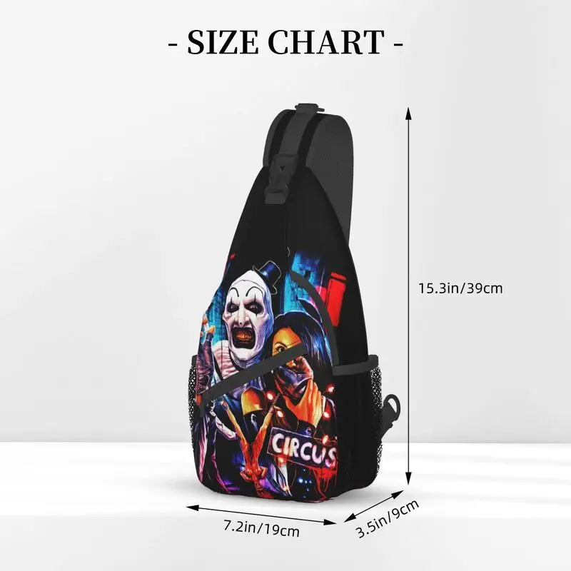 Mochila de hombro personalizada para hombre, bolso de pecho cruzado con eslinga, payaso de Halloween, película de terror, Terrifier, moda para viajar