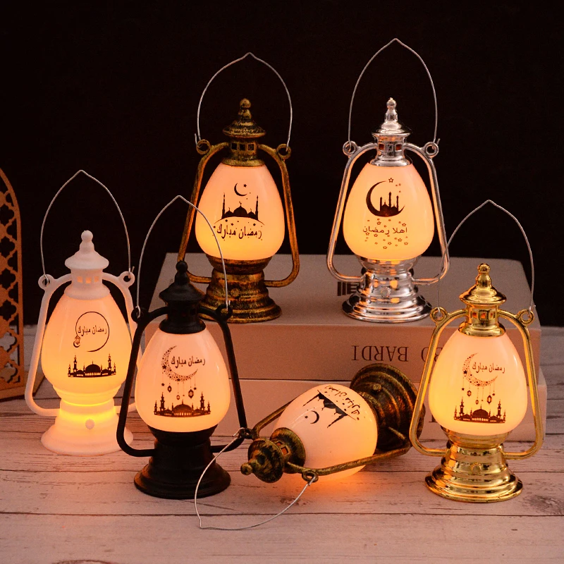 1pc Eid Mubarak LED Lights Ramadan Kareem Home Decoration Moon Star Lamp Wind Lantern For  Islamic Muslim Party Supply Eid Gifts