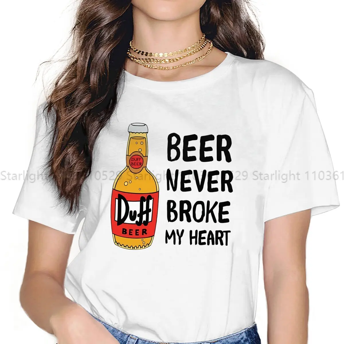 Never Broke My Heart Women's TShirt Duff Beer Girls Y2k Graphic Tees O-neck Polyester Female T Shirt Funny Gift