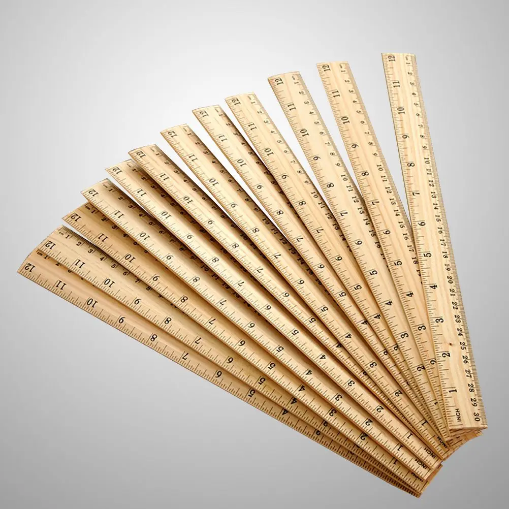30pcs Wooden Ruler Straight Measuring Double Scale School Office Metric System Precision Long Lasting Storage