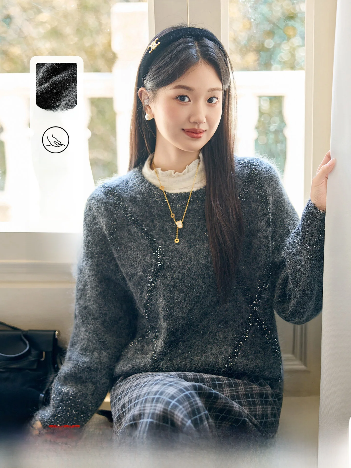 

Sùběn Women's Loose Fit Knitwear ey 03 Mohair 05 Woolen Sweater Soft Polyester Fiber Long Sve round Ne Top