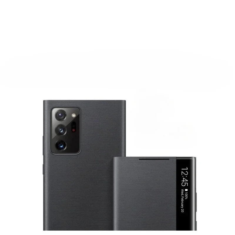 Luxuriöse Lederhüllen mit Litschi-Textur für Samsung Galaxy Note 10 Plus Note 10+ Free-Flip Answer Calls Window View Smart Flip Cover