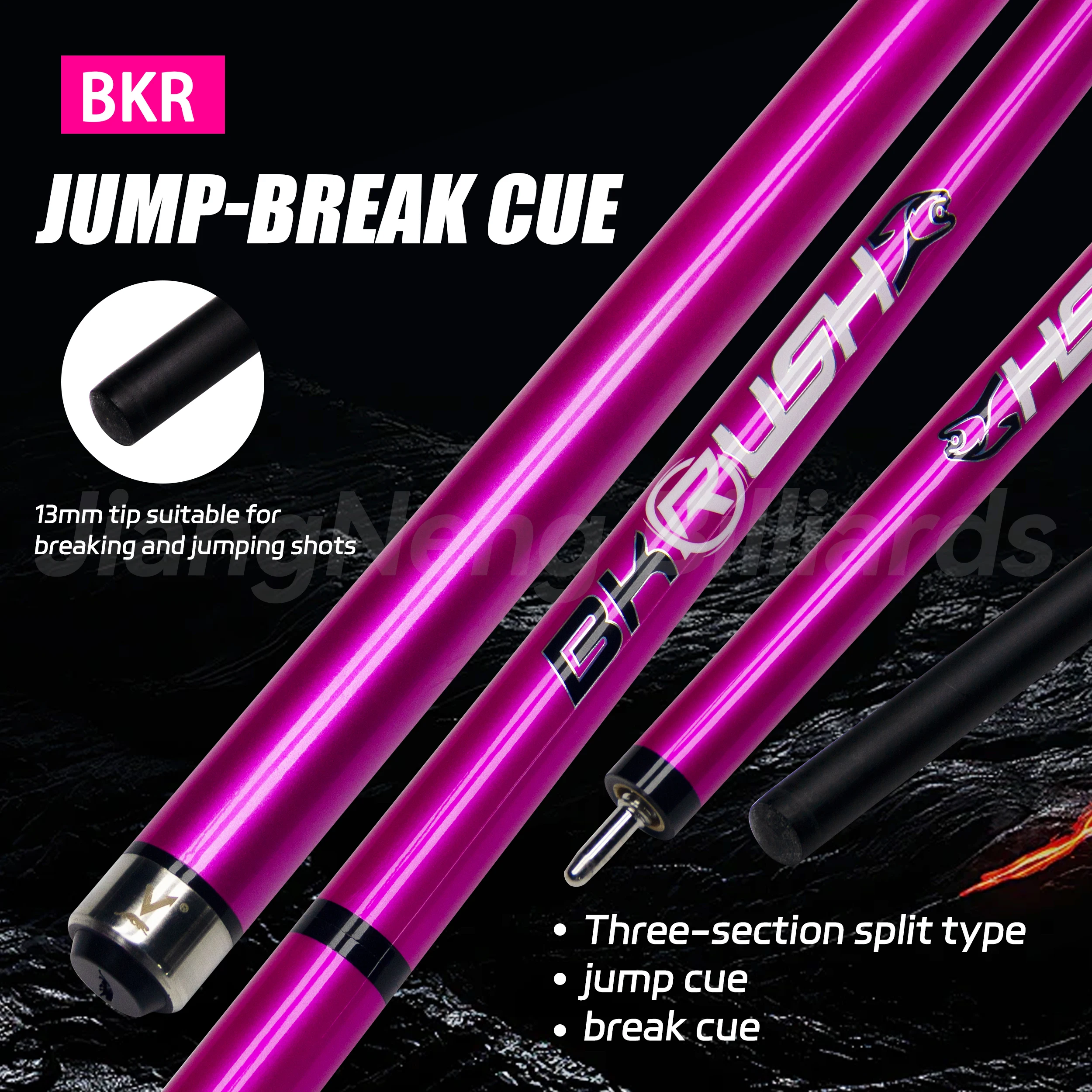 

BKR Professional Jump Break Jumping Billiard Cue 13mm American Stick Tip Red Pink Three-Section Gift Female Friends and Partners
