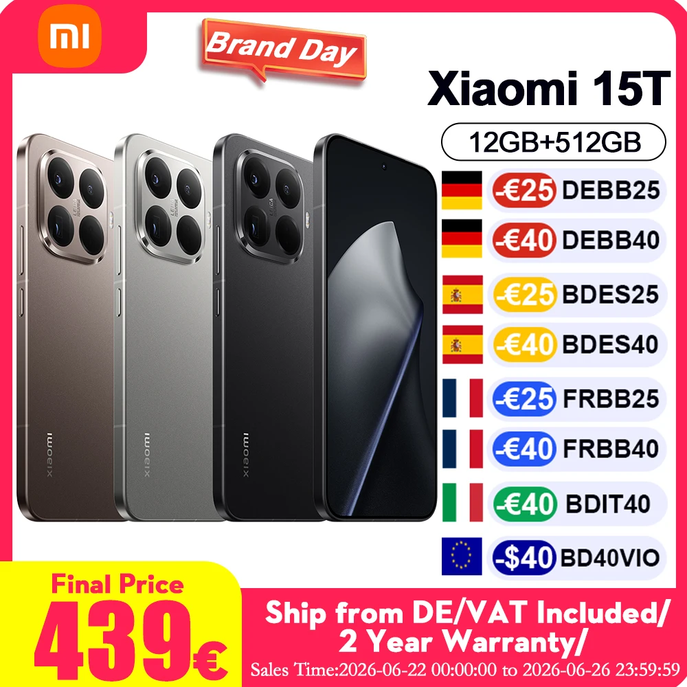 Teléfono Inteligente Xiaomi 15T 5G Versión Global, Cuerpo Delgado de 7.5mm, Pan…