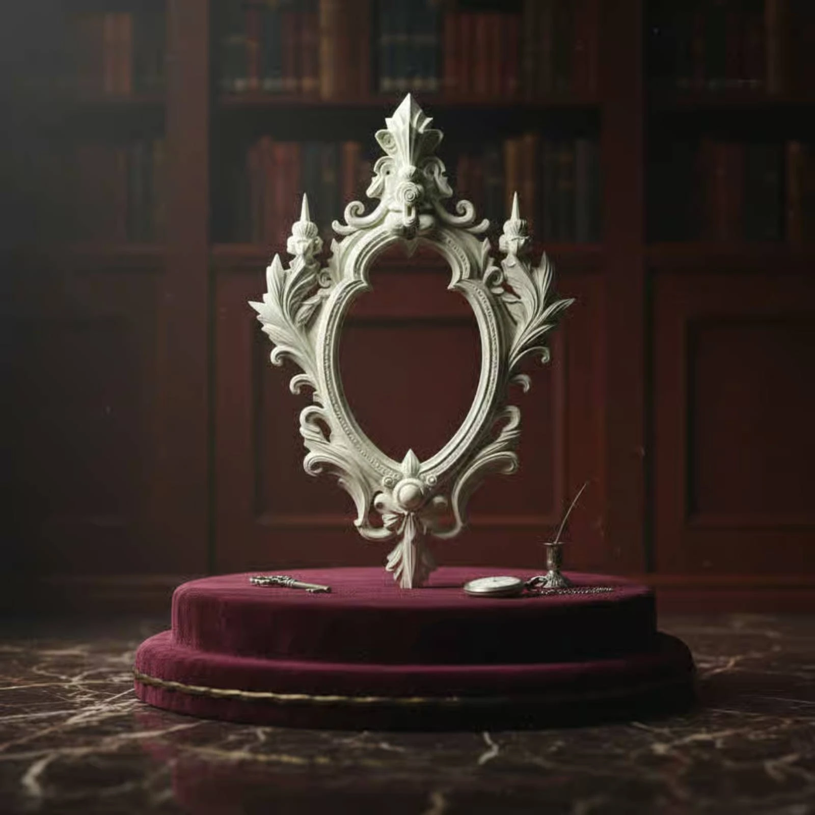 Medieval Picture Frame Scrollwork Baroque Photo Frame Image Holder Oval Opening Home Decor Vintage