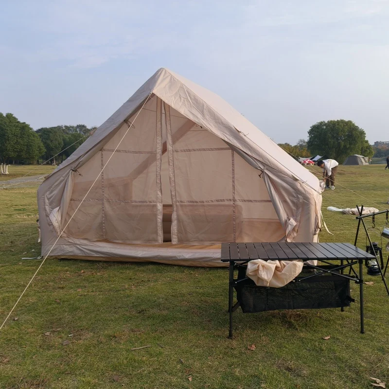 2024 tendencia 300D Oxford impermeable casa tienda de aire fácil configuración Glamping tienda 4-6 personas Camping inflable invierno tienda al aire libre