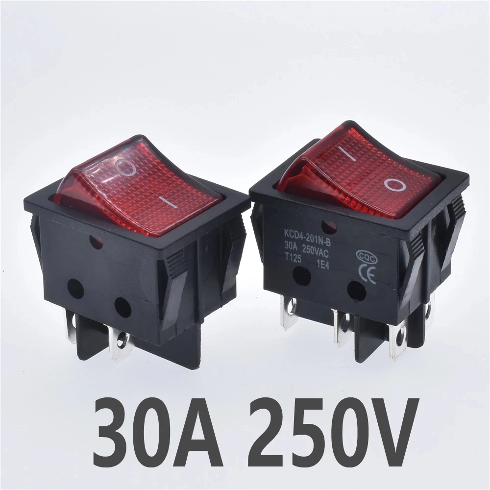 5 PCS,30A250V AC High Current,ON/OFF,Special for Eelding Machine,KCD4 22*29mm,Red Copper,Rocker Power Snap-in Push Button Switch