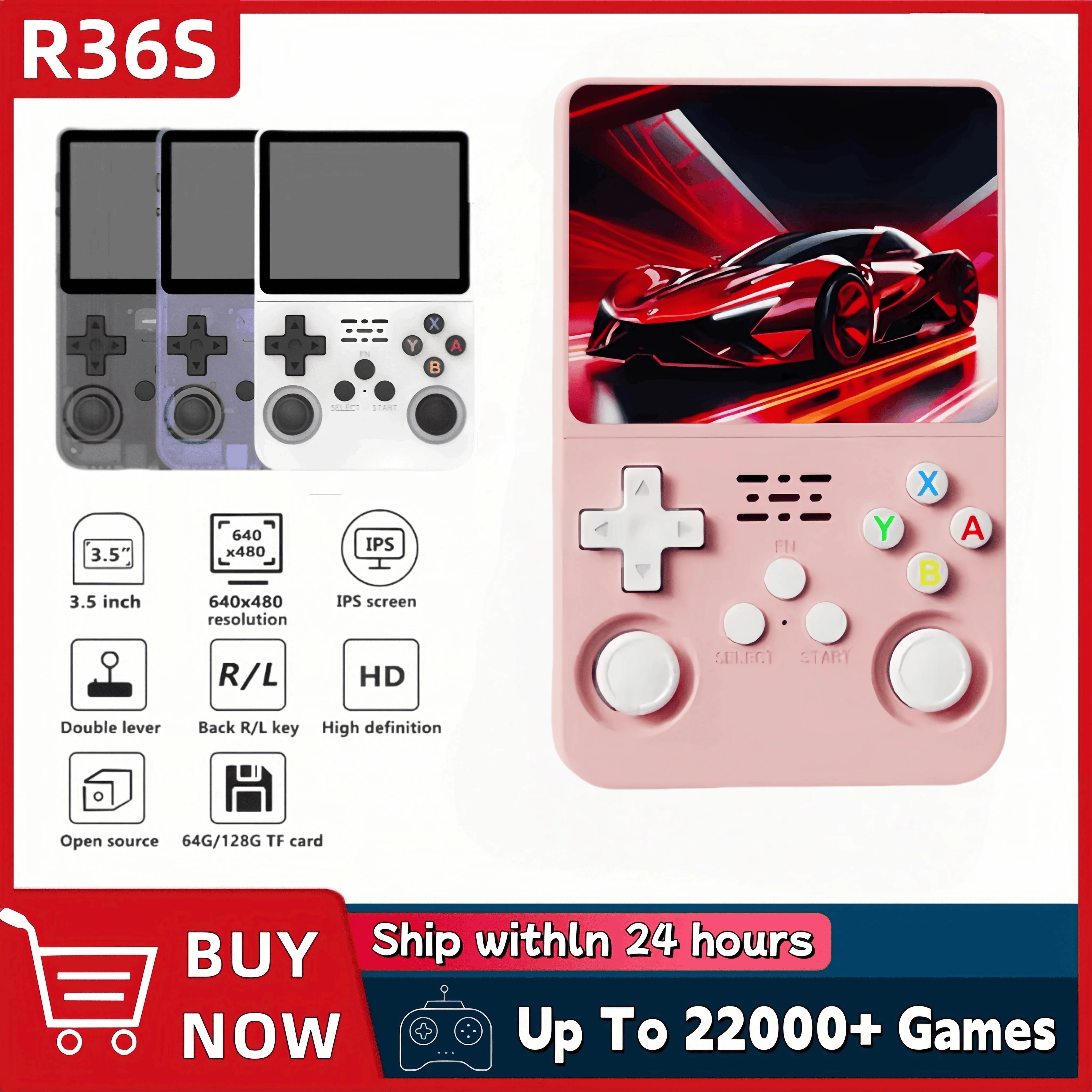 R36S Retro Handheld Video Game Console 3.5 Inch IPS Screen Portable Player with 128 GB Preloaded Games And Linux System