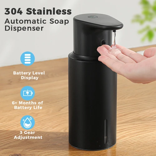 Dispensador de jabón de cocina de 480ml, máquina desinfectante de manos con Sensor automático, dispensador de jabón eléctrico inteligente para lavado corporal, acero inoxidable 304