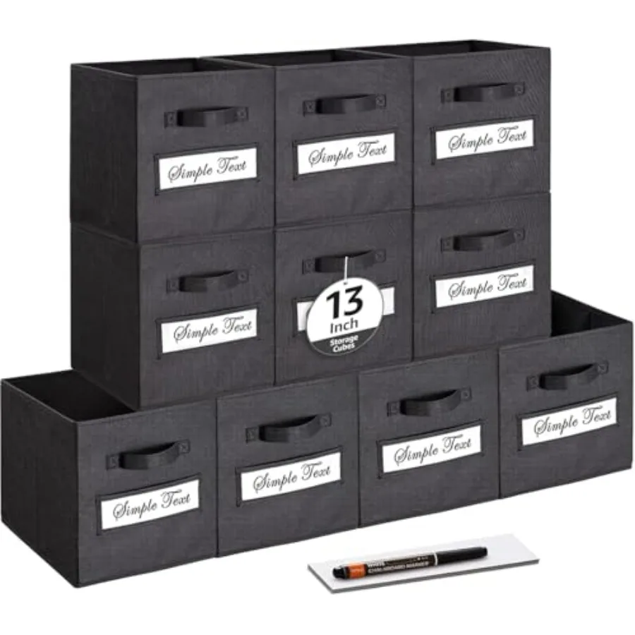 

13x13x13 stora cue ins t of 10 Faric stora cues wit 10 Laels Window Cards and a Pen stora cues 13x13 Collapsile 13 inc cue stor