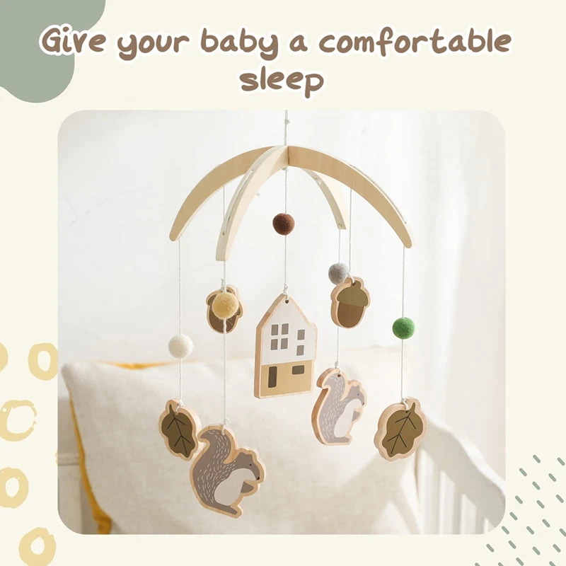 Baby Rattle Toys Wooden Hand Woven Baby Crib Mobile For Nursery Decoration Holder Bracket Infant Crib