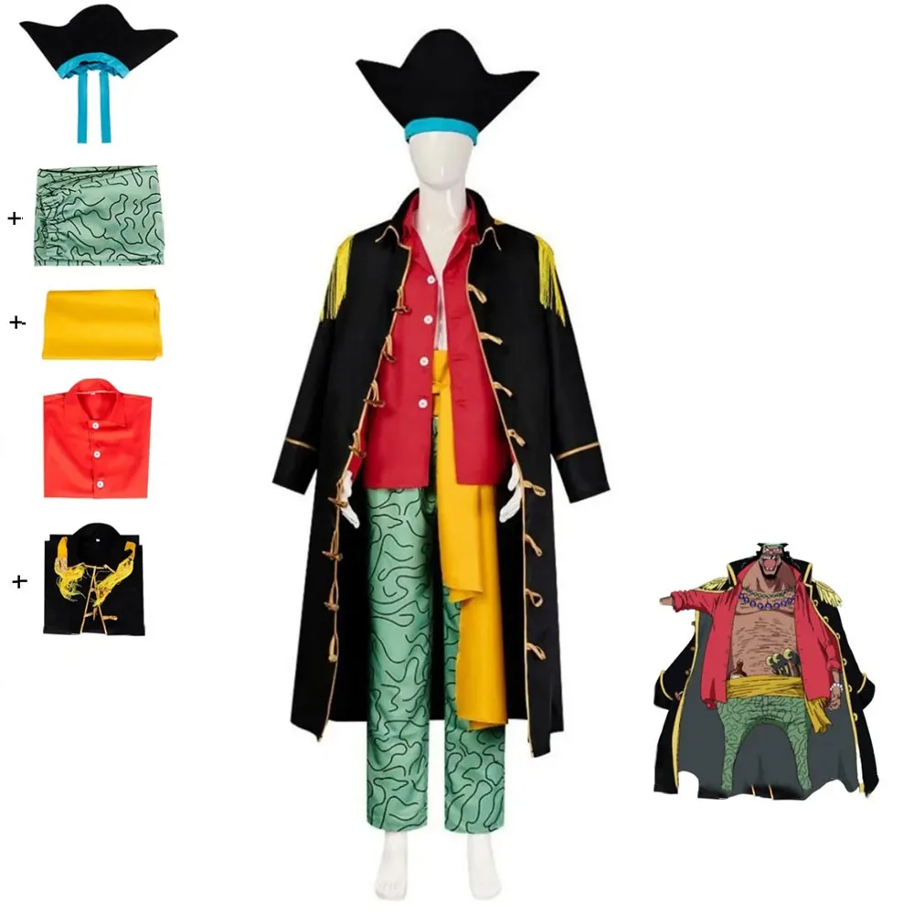 أزياء أنيمي مارشال · د · تعليم العالم الجديد التأثيري أربعة أباطرة اللحية السوداء عباءة موحدة عباءة قبعة رجل فستان الهالوين #1