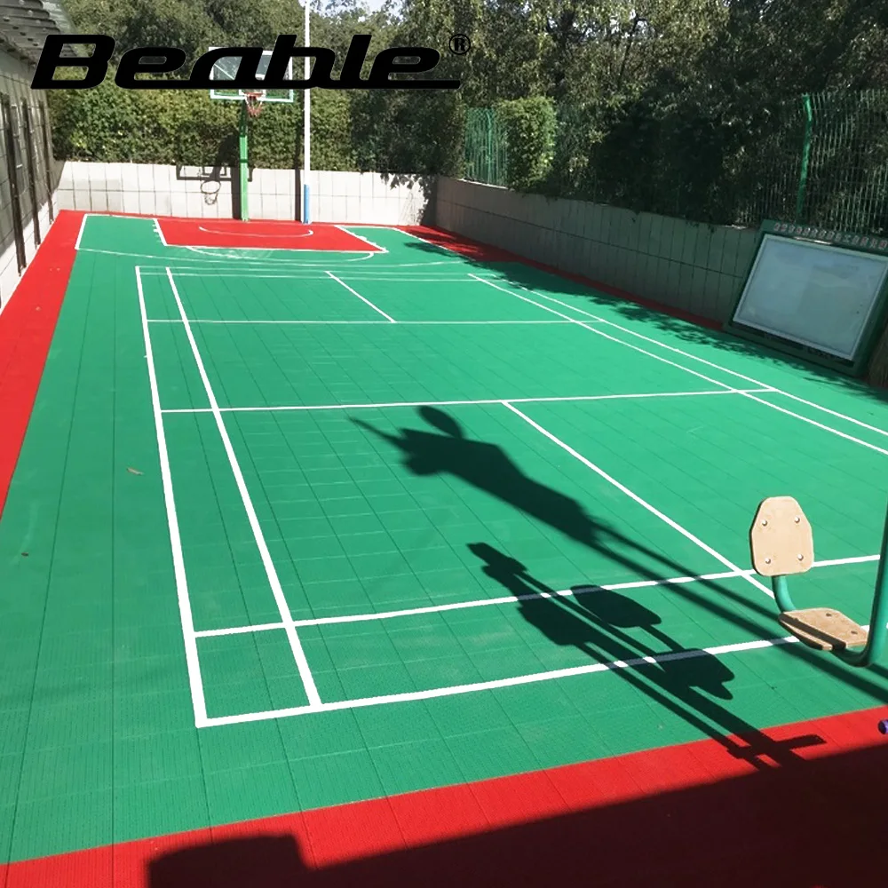 Beable piso esportivo multiuso portátil de material PP de alta qualidade para basquete, tênis, quadra de vôlei com logotipo de linhas