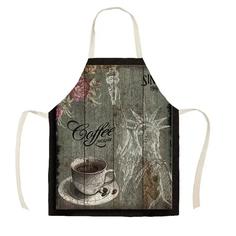 Coffee Appliance Decorative Kitchen Aprons for Woman Man Home Cooking Baking Shop Cleaning Cotton Linen Apron  chef apron