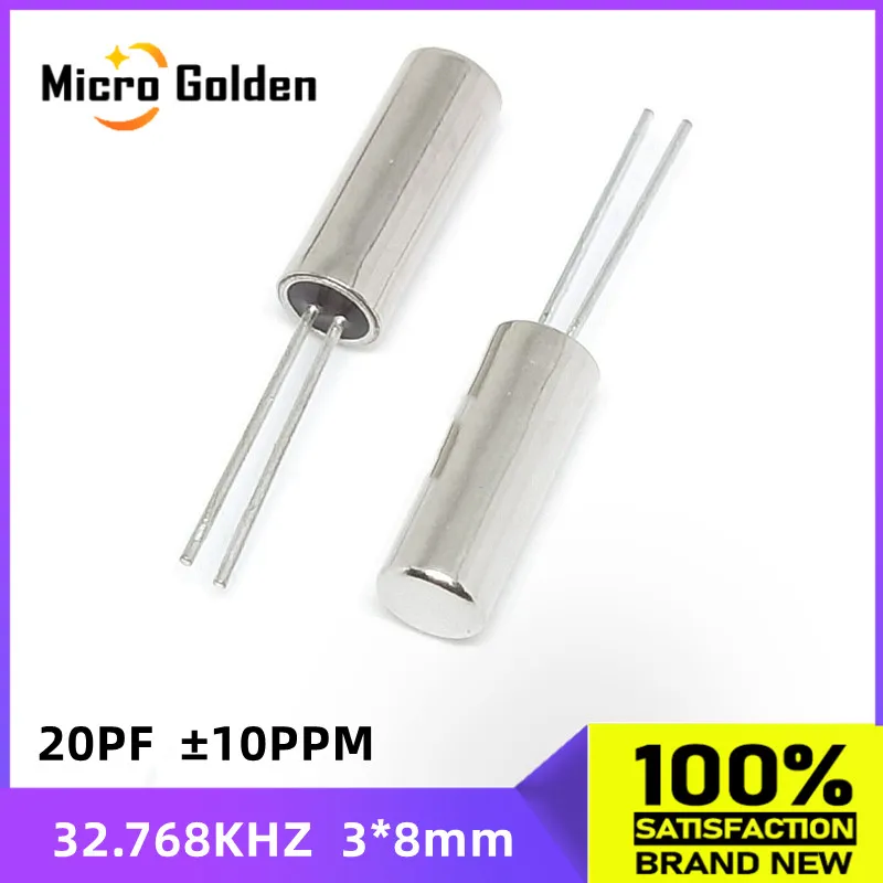 (10pcs)  32.768KHZ 3*8mm Crystal Oscillator 32.768K 32768 3x8mm 308 Cylinder Quartz Frequency Resonator  20PF ±10PPM